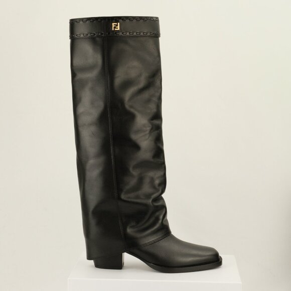 Fendi Minerva Knee-High 55mm Leather Boots, Black, EU 36/US 6 - Picture 15 of 15